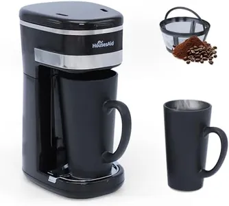 HousesAid Coffee Machine,Single Serve Coffee Maker,One Cup Coffee Maker with Reusable Filter&One-touch Control Button,Portable Brewer for Camping,Travel & Home,Easy To Clean& Store,15oz/450ml