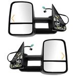 AutoShack Driver and Passenger Towing Mirrors Power Black Textured Heated Manual Folding Pair of 2 Replacement for 2007 Chevrolet Silverado 1500 Classic Silverado 2500 HD Classic V8 4WD KAPGM1320355PR