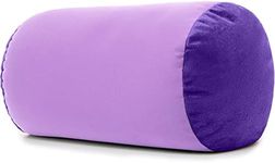 Microbead Bolster Neck Roll Pillow, Gently On Body, Head, Neck & Shoulders No Pain Rest, Relax Sleep - Silky Feel Prevent Wrinkles & Hair Breakage - Lightweight Cylinder, 14" x 8", Paril Purple
