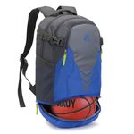 35L Basketball Backpack Large Sports Bag with Separate Ball Compartment, for Basketball Soccer Volleyball Swim Gym Travel (Blue)