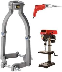 Hole Drill Bit Adapter, Mortising Attachment for Drill Press,Drill Press Adapter for Hand dril, Tenon Drill Bits Fixing Bracket for Easy Installation and Disassembly (Silver)