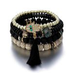 Shining Diva Fashion Latest Stylish Evil Eye Boho Bohemian Bangle Bracelet for Women and Girls (rrsd15422b)(Black)