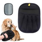 Qpets® Pet Hair Removal Glove, Anti-Static Pet Deshedding Grooming Glove, 5-Finger Design, Mesh Fabric & Wrist Strap Design, Quickly Remove Shedding Cat Dog Hair on Couch, Bed, Clothes (21.5x17CM)
