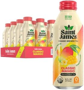 Saint James Iced Tea - Organic Black Tea - Non-GMO, Gluten Free, Zero Calorie, Zero Sugar - Classic Mango, 12 Pack (16 fl oz each)