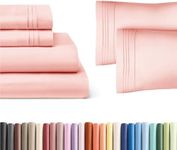 CGK Unlimited Baby Pink 4-Piece Sheet Set & Pillowcase Bedding Bundle (Full Size) - Bed Set Includes Complete Full Sheet Set & 2 Queen Pillowcases - Cooling Sheets & Pillowcase Bedding Set