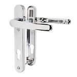 JCP PRO uPVC Door Handle Pair Set Sprung 92 PZ 92mm, Backplate 212mm x 34mm (122mm Screw Centres, Polished Chrome)