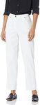 Ruby Rd. Women's Petite Classic Flat Front Denim Jean, White, 14 Petite