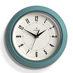 Jones Clocks® Ketchup wall clock | Retro round clock | 25cm | Teal | Easy to read numbers | Perfect kitchen clock or office clock