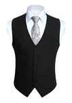 HISDERN Black Waistcoat Men Formal Solid Color Waistcoats Classic Casual Business Wedding Party Cotton Suit Vest With Pockets XL