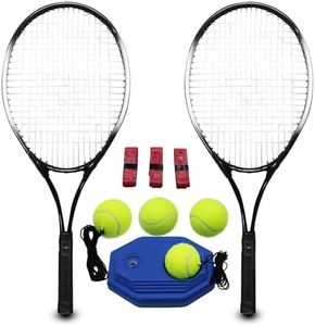 Magicorange Tennis Rackets for Adults 2 Players Recreational Tennis Racquet Set for Beginners and Professional with 4 Tennis Balls, 3 Overgrips, 1 Tennis Bag (Black)