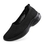 Touchmosees Women Nursing Flats Orthopedic Diabetic Walking Sneaker Lightweight Toning Rocker Shoes, 8022-black, 8