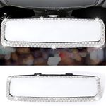 LivTee Bling Car Rearview Mirror, Decorations Rear View Mirror with HD Glass, Interior Accessories for Women and Teens - White