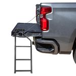 WeiSen Foldable Truck Tailgate Ladder for Pickup Universal Extension Step with Stainless Steel Self Drilling Screws, Durable Step Grip Plates and Sturdy Rubber Ladder Feet, Height Adjustable Black