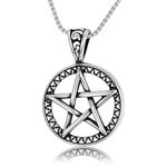 Shiv Jagdamba Stainless Steel Powerful Pentacle Necklaces Pentagram, Wicca Traditional Seal of Solomon Pendant SilverShivBLR06