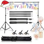 BEJOHU Backdrop Stand Kit, 2x3m/ 6.5ft x 10ft Adjustable Portable Photo Studio Backdrop Background Support System Stand for Wedding Parties Decorations Portrait Photography Birthday Party (black)