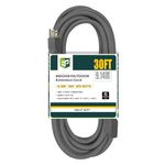 EP 30 Ft Outdoor Extension Cord, 12/3 SJTW Heavy Duty Extension Cable with 3 Prong Grounded Plug, 15 AMP Power Cord for Lawn, Garden, Appliances, Gray