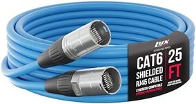 LyxPro CAT6 Shielded Ethercon RJ45 Cable - 25' Feet Blue