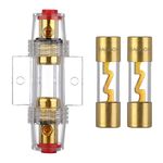 VEXUNGA AGU Inline Fuse Holder With 2pcs 60A AGU Fuse Gold Plated Glass Tube 60 Amp for Car Audio Amplifier Automotive Safety Power Protection