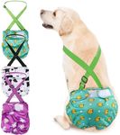 3 Pack Avont Washable Female Dog Diaper with Suspender, Reusable Girl Doggie Diapers for Small Medium Large Doggy in Heat Cycle Period Incontinence -L