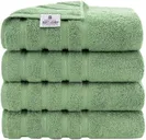 American Soft Linen Luxury 4 Piece Bath Towel Set, 600 GSM 100% Cotton Turkish Bath Towels for Bathroom, 27x54 in Large Bathroom Shower Towels, Sage Green