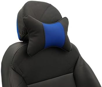 yuhuru Car Neck Pillows Both Side Pu Leather 2pieces Pack Headrest Gogodog Fit for Most Cars Filled Fiber Universal Car Pillow (Black Blue)