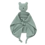 LAWKUL Baby Loveys Security Blankets Organic Cotton Muslin Soft Lovie Cuddly Lovies for Infants Unisex Boy Girls Bear Green