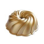 Nordic Ware Swirl Bundt Pan, Cast Aluminium Tin, Cake Tin, Premium Cake Mould Made in The USA, Colour: Gold, 94077, 10 Cup Capacity