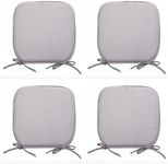 Foam Set Of 4 Beautiful REMOVABLE Dining Garden Chair Cushion Seat Pads With Ties (Grey)