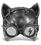 Attitude Studio Silver Steampunk Metallic Cat Mask Costume With Goggle Eye Wear