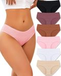 Womens Underwear No Show Cheeky Seamless Bikini Jacquard Soft Ladies Panties Breathable Stretch Hipster 6 Pack, Medium