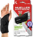 Mueller Sports Medicine Green Fitted Wrist Brace for Men and Women, Support and Compression for Carpal Tunnel Syndrome, Tendinitis, and Arthritis, Right Hand, Black, Small/Medium