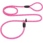 PETESCORT Slip Lead Dog Leash, Heavy Duty 1/2" 3/8" x 6 FT Strong Rope Slip Leash for Large, Medium & Small Dogs No Pulling Pet Training Leash Highly Reflective Threads (3/8in x 6Ft,Pink)