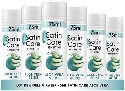 Gillette Satin Care Gel À Raser Pour Femme Glisse Aloe Vera, 6x75ml, Spécifiquement Conçu Pour Les Peaux Sensibles