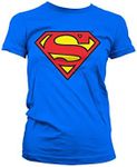 Superman Officially Licensed Shield Womens T-Shirt (Blue), Medium