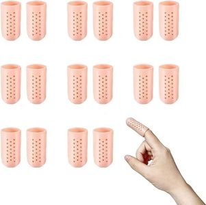 Gel Finger Cots,16Pcs Gel Finger Protectors Finger Covers,Finger Protector Support Silicone Brace Finger Cot,Finger Protectors Silicone Finger Cap,Gel Finger Cots Thumb Protector Finger Sleeves Cover