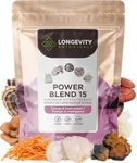 15 Mushroom Supplement Blend - Mushroom Complex Powder - Promotes a Balanced Immune System, Mental Clarity, Focus, and Relaxation - 100 grams - Longevity Botanicals