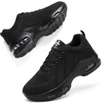 Womens Orthopedic Trainers Running Shoes Air Cushion Athletic Sports Lightweight Tennis Walking Sneakers Casual Mesh Breathable Ladies Fashion Plantar Fasciitis Jogging Shoes All Black 6 UK