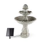 blumfeldt Vogelsbrunn - Bird bath fountain, Solar Fountain, Ideal for Decorating Your Garden, Solar Panel, 3 W, Battery 7.4 V / 2000 mAh, 2 stages, Miniature Pump, 250 l/h, Gray