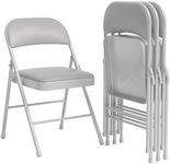 GAOMON 2 Pack Grey Folding Chairs with Padded Cushion and Back, Folding Chairs for Outside, Foldable Chairs with Metal Frame Hold Up to 350 Lbs, Metal Chairs for Home, Office, Indoor & Outdoor Events