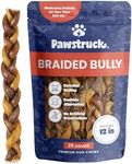 Pawstruck Natural 12” Braided Bully Sticks for Dogs - Tough, Long-Lasting, Rawhide-Free, Low Odor, Healthy Single Ingredient Chew Treat for Aggressive Chewers - 25 Count - Packaging May Vary