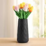 Ceramic Vase for Home Decor, Black Vase for Decor, Modern Art Texture Flowers Vase Centerpieces Entryway Shelf Living Room Table Decor(8 Inch)