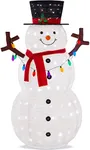 Best Choice Products 5ft Lighted Pop-Up Snowman, Large White Outdoor Christmas Holiday Decoration w/ 200 LED Lights, Hat, Scarf, Multicolored Lights