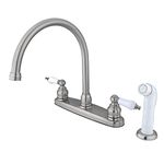 Kingston Brass KB728 Vintage Gooseneck Kitchen Faucet with Sprayer, Satin Nickel