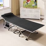 YITAHOME Folding Camping Bed for Adults, 28" Extra Wide Heavy Duty Portable Camp Bed, Comfortable Sleeping Cots with 280kg Capacity for Travel/Office/Outdoor, Black