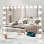 eklipt Hollywood Vanity Mirror with Lights, 90×62cm Large Lighted Makeup Mirror with 20 Dimmable LED Bulbs, Touchscreen Control, USB and Type-C Output Port, Tabletop & Wall Mounted Light up Mirror