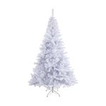 FIZZYTECH 6 ft White Artificial Christmas Tree, 786 Branch Tips Hinged Spruce with Metal Stands, Easy Assembly, for Xmas Holiday Home Party Decoration