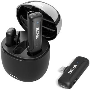 Boya Wireless Lavalier Microphone for iPhone MFi Certified iPhone Microphone for Video Recording with Noise Cancelling & 100m Transmission 32H Working Time for Youtube Vlog (BY-WM3T-D2)