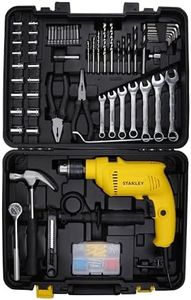 STANLEY SDH600KM-IN 600W 13mm Drill Machine with Mechanical Toolkit for Home, DIY & Professional Use (120-Pieces) - Includes Hammer Drill, Hammer & Measurement Tape, 1 Year Warranty, YELLOW & BLACK