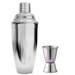 Cocktail Shaker, Cocktail Maker Set, 750 ml Cocktail Shaker Strainer Bartender Mixer Tool Home Liquor Cobbler Shakers with Stainless Steel Jigger for Martini Drink Cocktail Making Kit