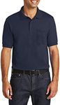 JustBlanks Mens Cotton Golf Polo Shirts for Men Short Sleeves Mens Polo Shirts with Pocket Core Blend Jersey Knit - Deep Navy - 3XL
